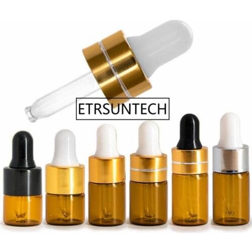1ml 2ml 3ml Mini Empty Dropper Bottle Portable Aromatherapy Esstenial Oil Bottle with Glass Eye Dropper F1225