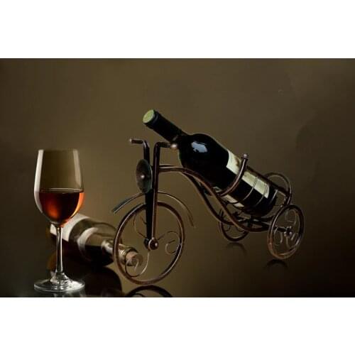 1PC Retro Tricycle Shape Red Wine Rack Kitchen Wine Holder Metal Wine Shelf for Wedding Banquet Restaurant Home Bar EKI 2053