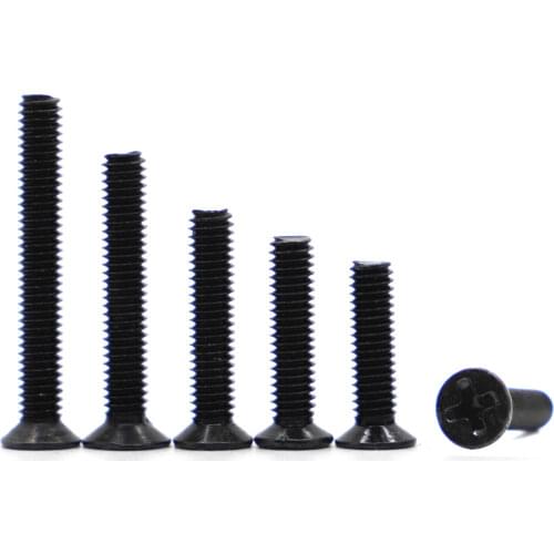 10-50pcs M1 M1.2 M1.4 M1.6 M2 M2.5 M3 M4 M5 Black Mini Micro Computer Small Cross Phillips Flat Head Bolt Notebook Screws