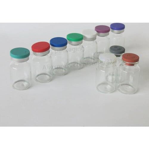 10ML Clear Injection Glass Vial with Plastic Aluminium Cap 10CC 1/3oz Transparent Liquid Medicine Glass Containers