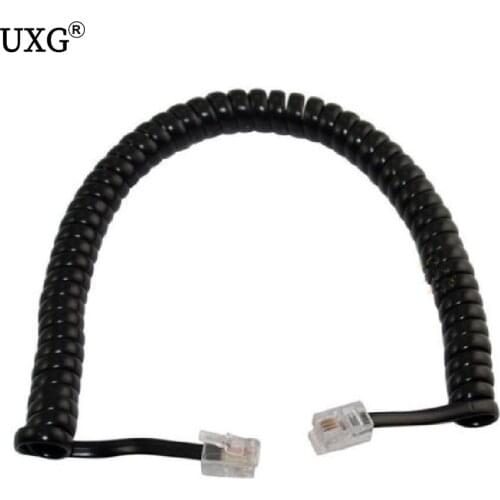 2m 200cm Telephone Extension Cord Lead Phone Coiled Cable Wire Line 4P4C Plug RJ11