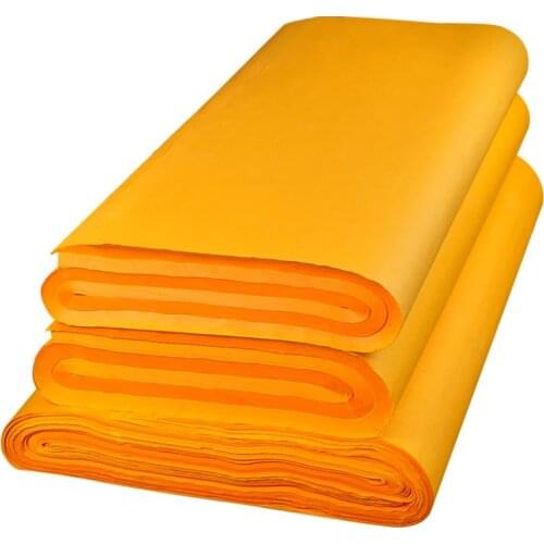 25pcs Chinese Rice Paper Gold Foil Xuan Paper for Painting Calligraphy Chinese Yellow Half Ripe Xuan Paper Thicken Papier De Riz