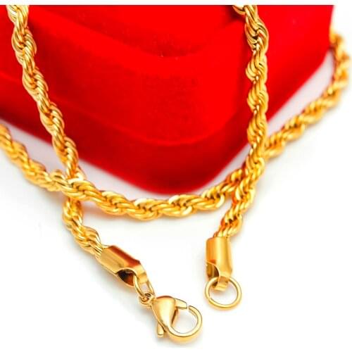 Wholesale Lot of 5pcs in bulk Stainless Steel 20'' Fashion Gold Rope Chain Necklace women thin 2.3mm