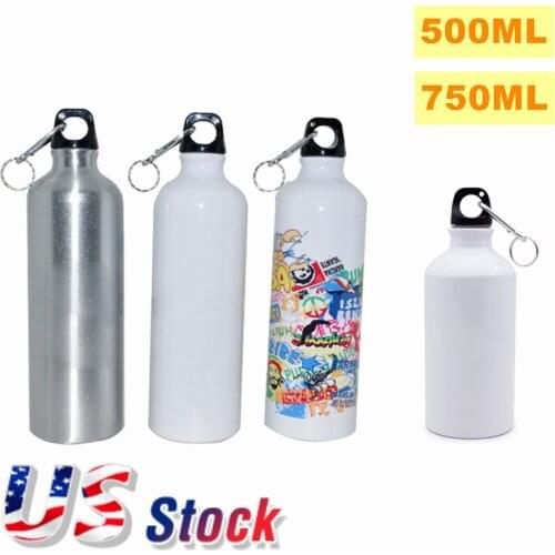 US Stock, 60pcs/Pack 750ml Blank Aluminum Sports Bottle for Sublimation Printing, White