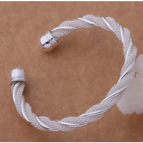 AB018 Hot Sale Silver Color Fine Jewelry,Wholesale Fashion Jewelry High Quality Fashion Bangles Twisted Wire Mesh Bracelet /brfa