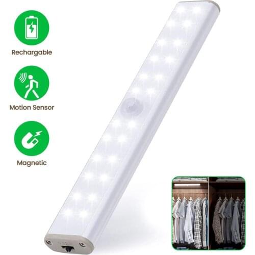 24 40 60 LED Wireless Under Cabinet Lighting Motion Sensor Led Light for Bedroom Closet Kitchen USB Rechargeable LED Wall Lights