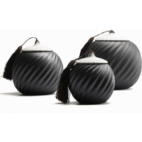 Black Ceramic Tea Cans Household Condiment Distribution Jars Dried Fruit Candy Storage Jars Home Decoration Desktop Ornaments