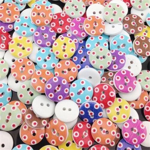 100pcs Mix Dot Pattern Wooden Buttons Fit Sewing and Scrapbook WB33