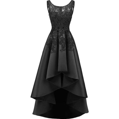 Elegant Evening Dress Sleeveless A-Line Appliques Long Prom Dresses High/Low Evening Gown Vestidos De Fiesta Formal Dress