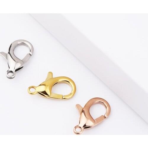 Fnixtar 20Pcs/Lot 25*16mm Mirror Polish Stainless Steel Big Lobster Clasps For DIY Making Necklace Keychain Jewelry Findings