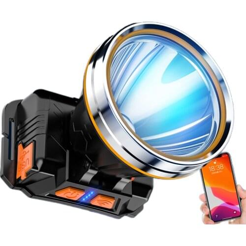 Headlight glare rechargeable flashlight bright yellow head-mounted induction hernia night fishing lamp