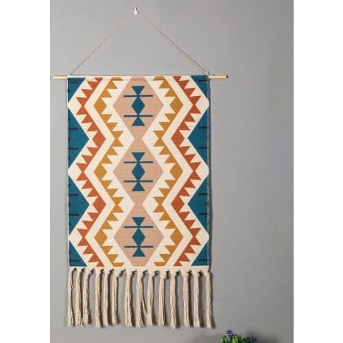 Background cloth hanging cloth hand woven printing bedroom decoration hanging cloth decoration cotton hemp woven tapestry