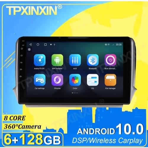 IPS Android 10.0 6+128G Carplay 360° Camera For Peugeot 2008 208 2011-2019 Multimedia Player Tape Recorder Video GPS Head Unit