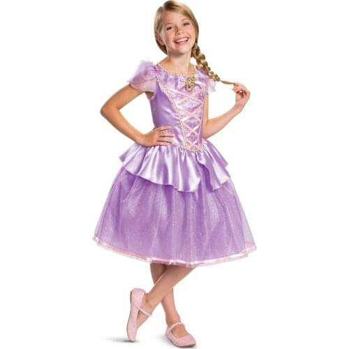 Girls cartoon princess Rapunzel Cosplay Costume Girls Princess Fancy Party Dress up Kids Cosplay Party Vestido For Hallaoween