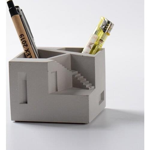 Square Cement Molds Concrete Desk Pen Holder Mould Handmade Creative Craft Tool