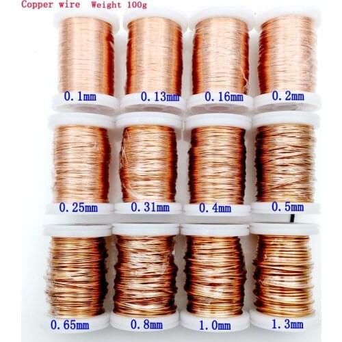 0.13mm 0.25mm 0.51mm 1mm 1.25mm copper wire Magnet Wire Enameled Copper Winding wire Coil Copper Wire Winding wire Weight 100g