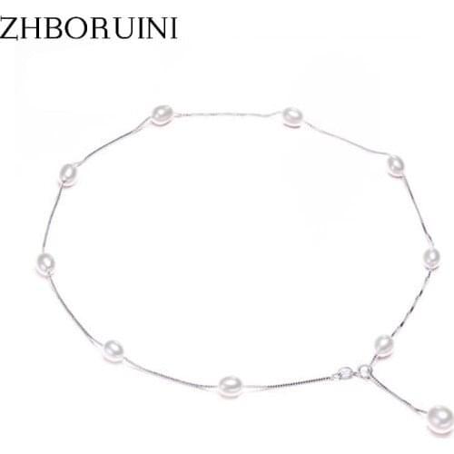 ZHBORUINI Fashion Pearl Necklace Pearl Jewelry 925 Sterling Silver Jewelry Natural Freshwater Pearl Chokers Necklace Babysbreath