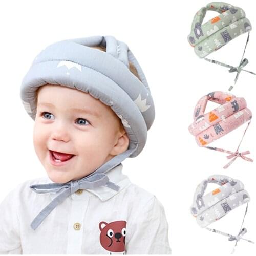 Cartoon Baby Safety Bump Caps Infant Toddler Anti-collision Helmet Cotton Sponge Head Protection Headgear for Crawling Walking
