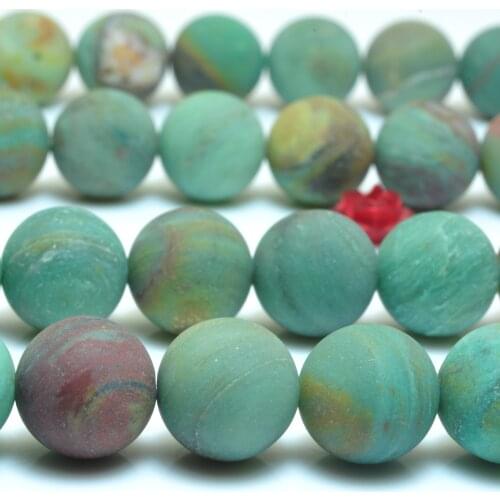 Natural Dragon Blood Jade Matte Round Loose Beads Wholesale Gemstone Green Semi Precious Stone Bracelet Necklace Jewelry Making