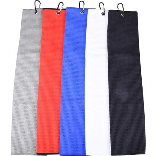 40x60cm Golf Towel With Hook 5 Colors Microfiber Fabric For Golf lovers Duty Clip Carabiner Accessories Free shipping Dorp ship