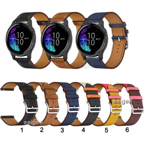 20mm 22mm Leather Watch Band Strap for Garmin Venu Sq for Garmin Vivoactive 3 Music/ Forerunner 245 645 Replacement Wrist band