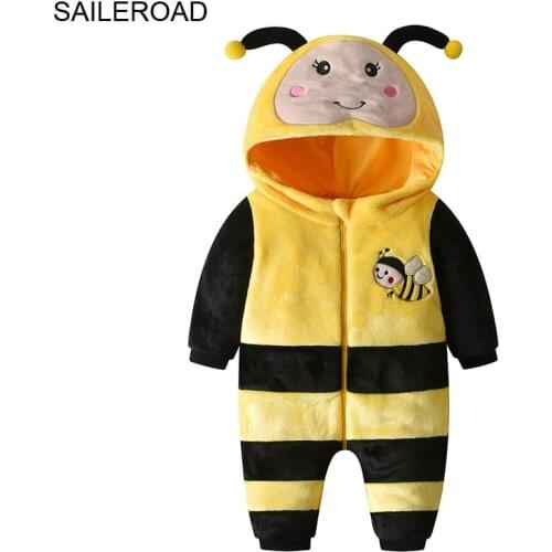SAILEROAD Cute Cartoon Flannel Baby Rompers Animal Pajamas Baby Boy Girls Animal Costume Jumpsuit Kigurumi Outfits Crawling suit