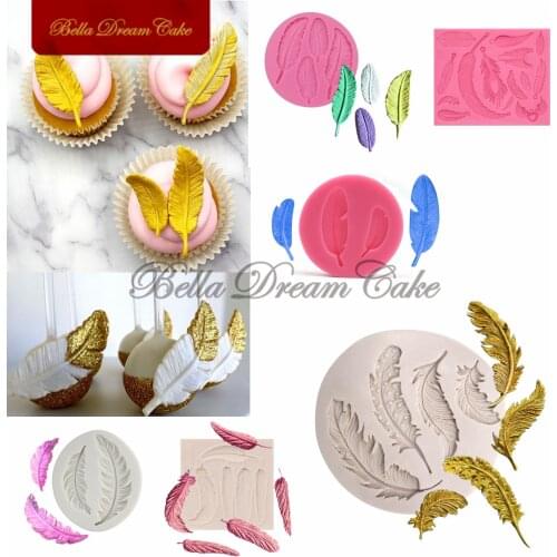 3D Feather Series Silicone Mold Chocolate Fondant Cake Border Molds DIY Handmade Clay Mould Cake Decorating Tool Bakeware