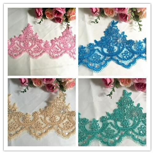3Yards/pack Refined Luxury with Continental Car Bone Sequined Lace Wedding Dress Accessories Lace Trim RS1205
