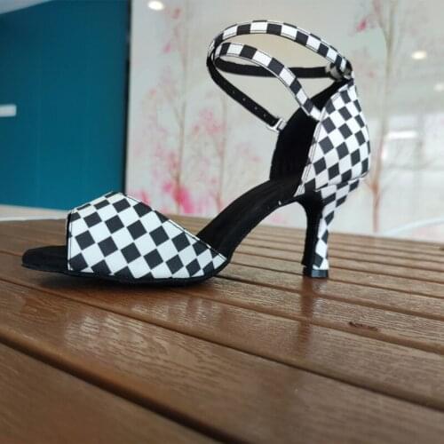 Latin Party Dance Shoes Women Tango 7cm Grid Dancing Shoes Latin Jazz Sneake Shoes Club Women Latin Salsa Ballroom Dance Shoes