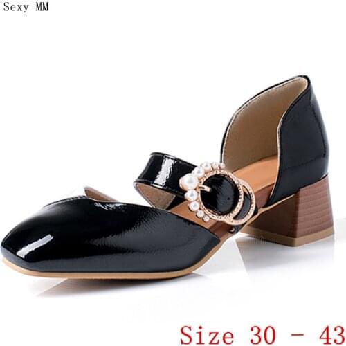 Pumps Women Oxfords Career D'Orsay Shoes Med High Heels Woman Med High Heel Shoes Small Plus Size 30 31 32 33 - 40 41 42 43