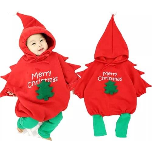 2021 Winter Newborn Christmas Dress My First Christmas Girl Baby Toddler Girl Christmas Dresses Long-sleeved Cotton Infantile Ro