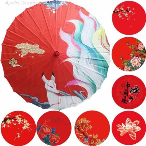 New Red Oil Paper Umbrella Dance Bridal Umbrella Decorative Ceiling Solid Wood Printed Silk Wedding Parasol Guarda Chuva