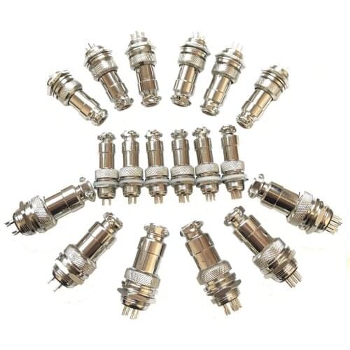 1Set GX12 GX16 GX20 Circular Silver Aviation Socket Plug 2/3/4/5/6/7 Pin Docking Or Male + Female Panel Connector Free Shipping