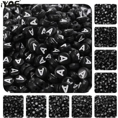 100pcs/lot 4*7mm 26 Letter Beads Round Beads Alphabet Letter Charms for Name Jewelry Making Accessories