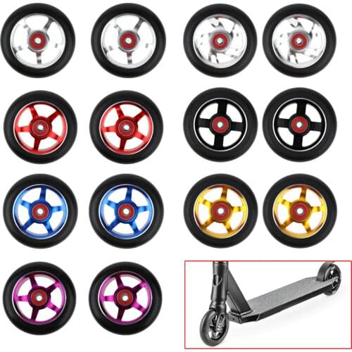 2pcs Replacement 100mm Push/Kick/Stunt Scooter Wheels with Bearings & Bushings Scooter Parts Accessories