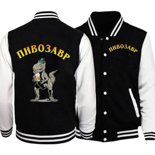 2021 Jackets Coats Single Breasted Spliced Dinosaur Beer Clothing Bomber Jacket Men Baseball Uniform Female Male Brand Coat