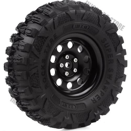 4Pcs Metal 2.2" Beadlock 10 Spoke Rims&Rubber Wheel Tires for 1/10 RC Rock Crawler TRAXXAS TRX4 Axial SCX10 90046
