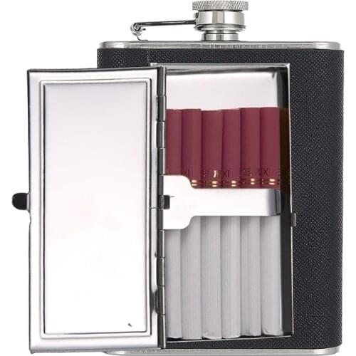 6oz Whiskey Pocket Alcohol Bottle 304 Stainless Steel Creative Cigarette Case Flask Portable Outdoor