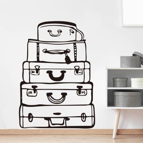 Large Travel Bags Wall Sticker Bedroom Living Room Luggage Suitcase Travel Wall Decal Baby Nursery Kids Room Vinyl Decor