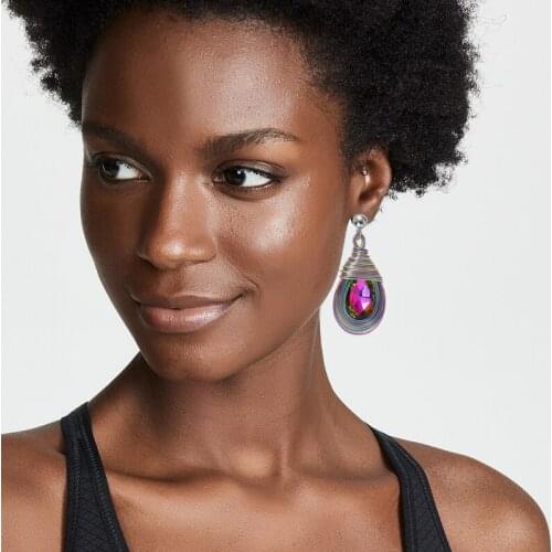 Dvacaman Big Purple Crystal Stone Water Drop Earrings Wedding Bridal Large Statement Earrings Fashion Women Jewelry Wholesale