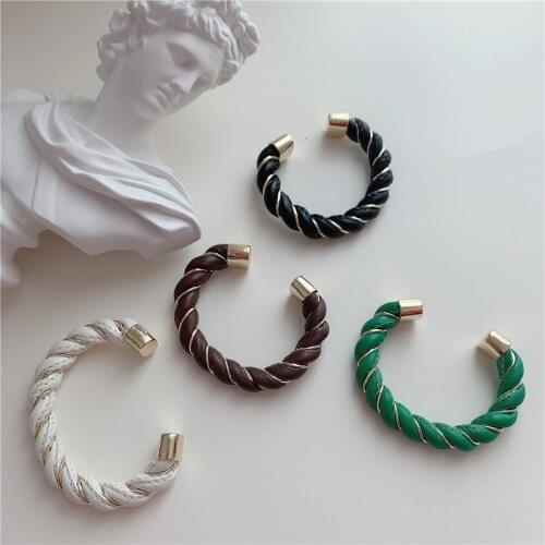 Minar Cool Twist Rope Multicolor Leather Cuff Bracelet Vintage Adjusting Open Bracelet for Women Mujer Punk Hip Hop Jewelry 2021