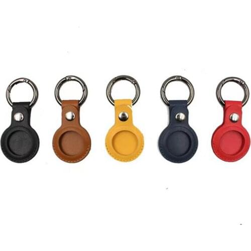 For Apple Airtags Case PU Leather Keychain Protective Cover for Airtag Tracker Locator Anti-lost Device