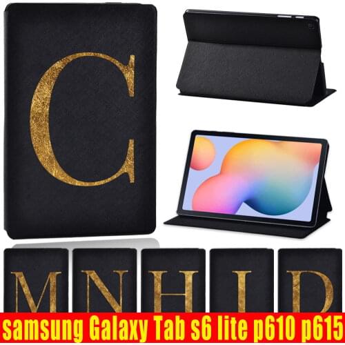 Tablet Case for Samsung Galaxy Tab S6 LiteP610 P615 10.4 Inch Drop Resistance New Letter Pattern Leather Stand Cover Case