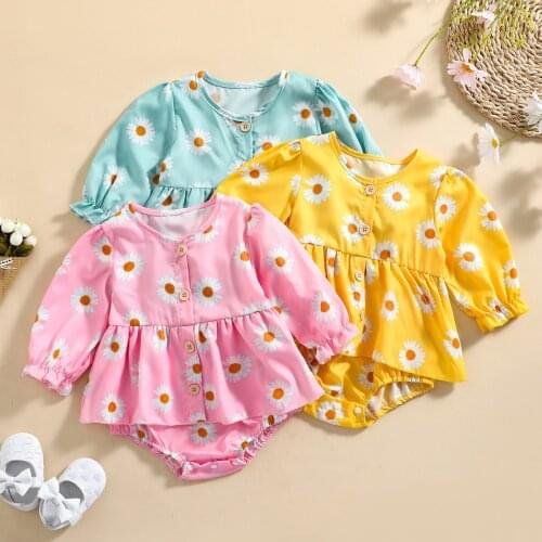 Baby Bodysuits Clothes Fashion Daisy Print Newborns Girls Body Tops Toddler Infantil Autumn Long Sleeve Jumpsuits
