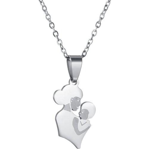 Baby Mother Kid Child Family Necklace Gift Silvery Color Statement Stainless Steel For Woman Man Wife Jewelry