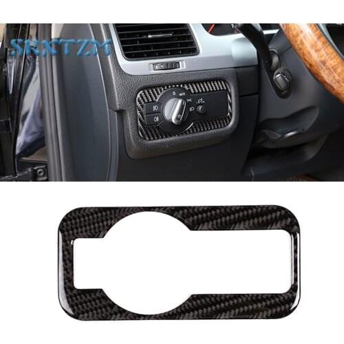 For VW Touareg 2011 2012 2013 2014 2015 2016 2017 2018 Car Interior Headlight Switch Frame Cover Trim Carbon Fiber Sticke