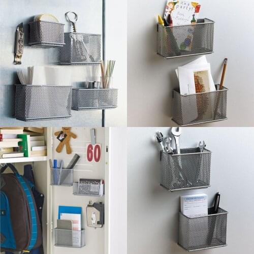 Home Storage Boxes Magnetic Storage Organiser torage Basket Wire Mesh Refrigerator Drawer Box Blackboard Chalk Pens Desk Storage