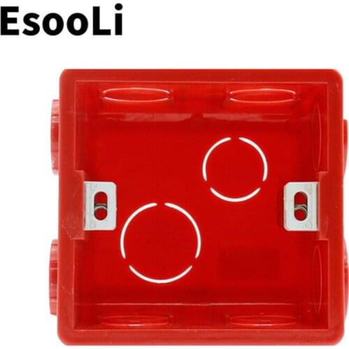 EsooLi Red Wall Mounting Box 86 Internal Cassette White Back Box For 86mm*86mm Standard Wall Touch Switch and Socket With USB
