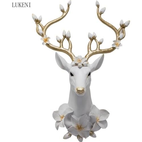 European and American Light Luxury Style Wall Decoration Living Room Dining Room Entrance Background Deer Head Wall Hanging