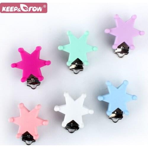 Keep&Grow 3Pcs Hexagram Silicone Pacifier Cilips BPA Free Baby Teethers Chewable Feeding Nippe Chain Accessories Baby Toys
